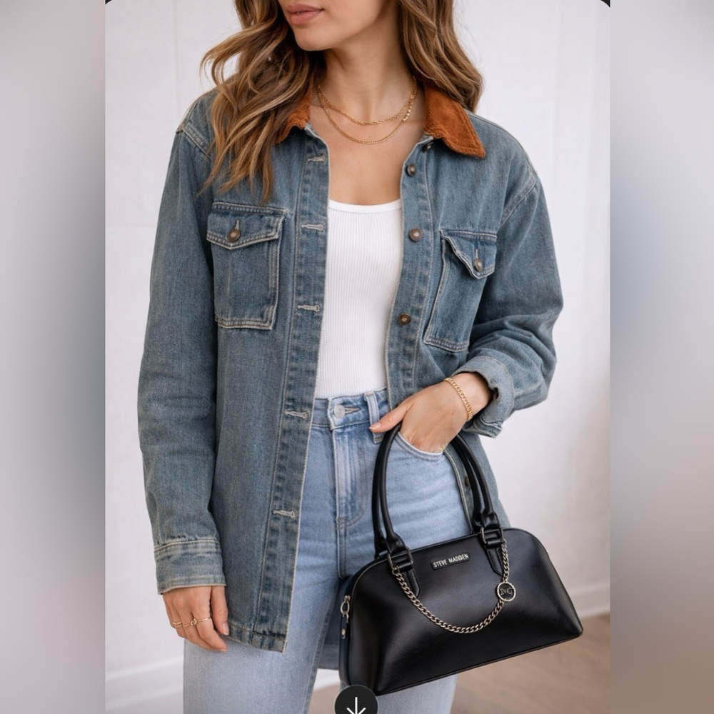Kids Denim Jacket with Brown Collar